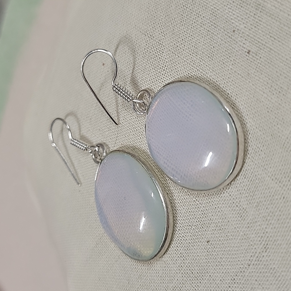 🔥LAST PAIR🔥 Opalite Sterling Silver Oval Drop Earrings, S925 - Picture 7 of 7